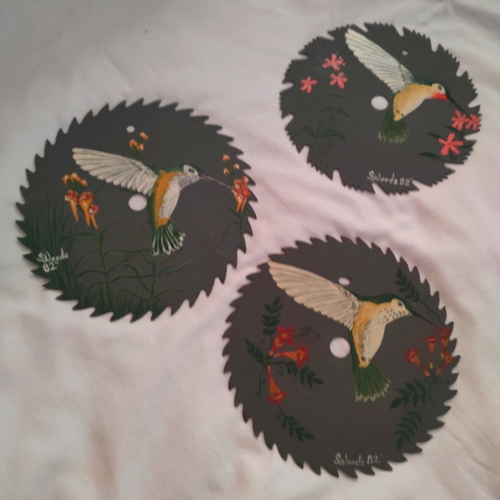 Hand-Painted Hummingbird Saw Blades